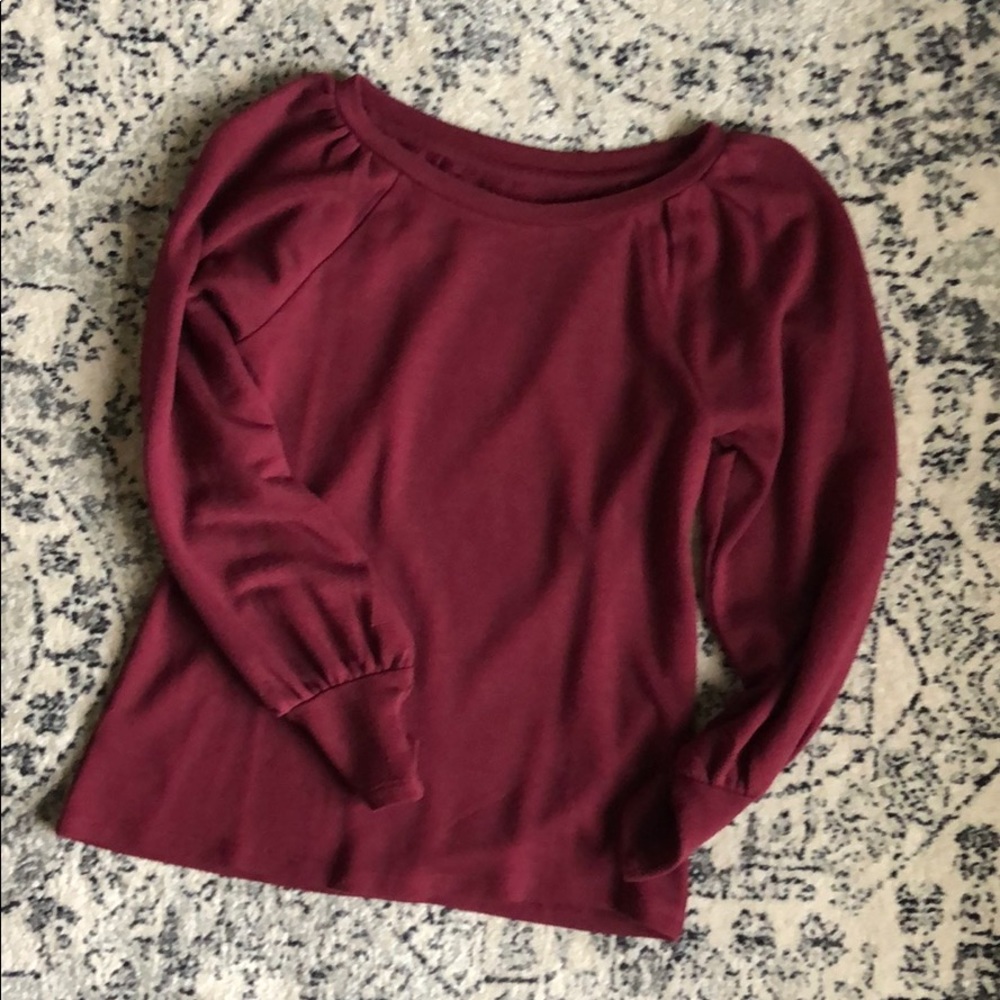 Loft red puff shoulder puff sleeve shirt sz XS